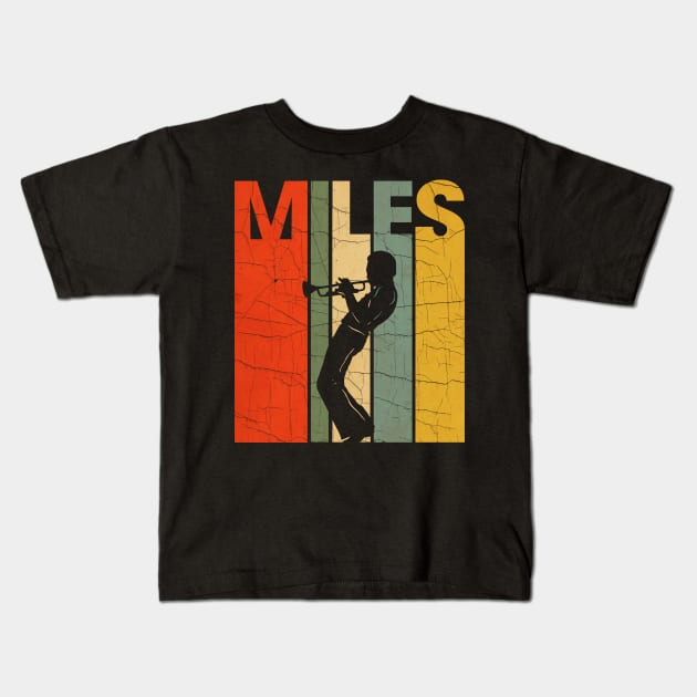 Miles Davis Retro Color Kids T-Shirt by mother earndt